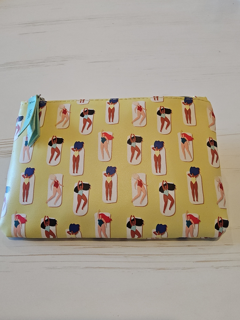 ipsi Yellow Beach Print Zip Pouch